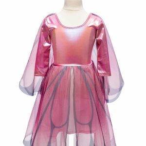 Vlinderjurk + handschoenen + vleugels - roze prinsessenjurk - 98/104 - S (3-4 jaar)