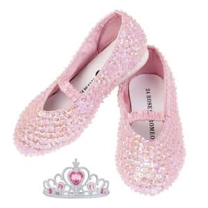 Ballerina schoenen Lily met pailletten - roze + kroon