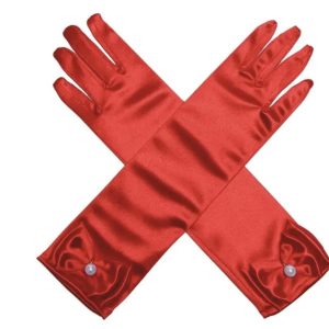 Satijnen handschoenen met strik - Rood (30cm)
