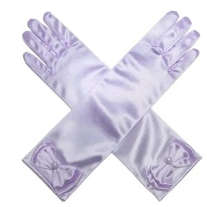 Satijnen handschoenen met strik - Lila (30cm)