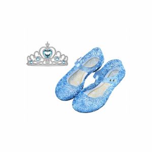 Prinsessen schoenen met klittenband + Kroon - blauw