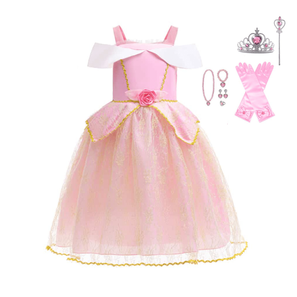 Prinsessenjurk doornroosje + accessoires