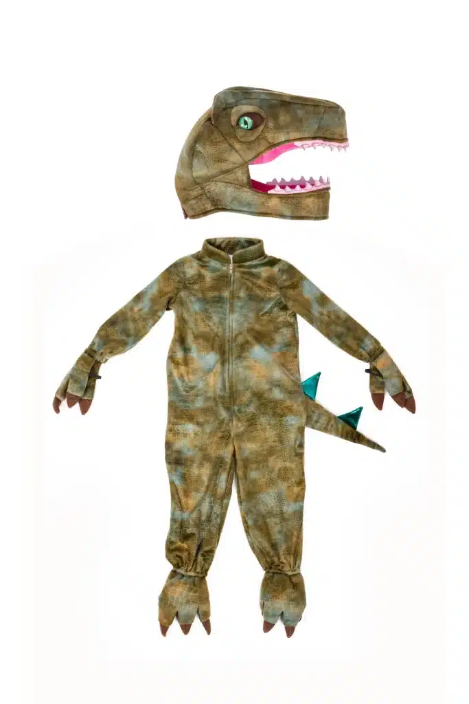 Donker groen dino pak www.prinsessenjurk.nl